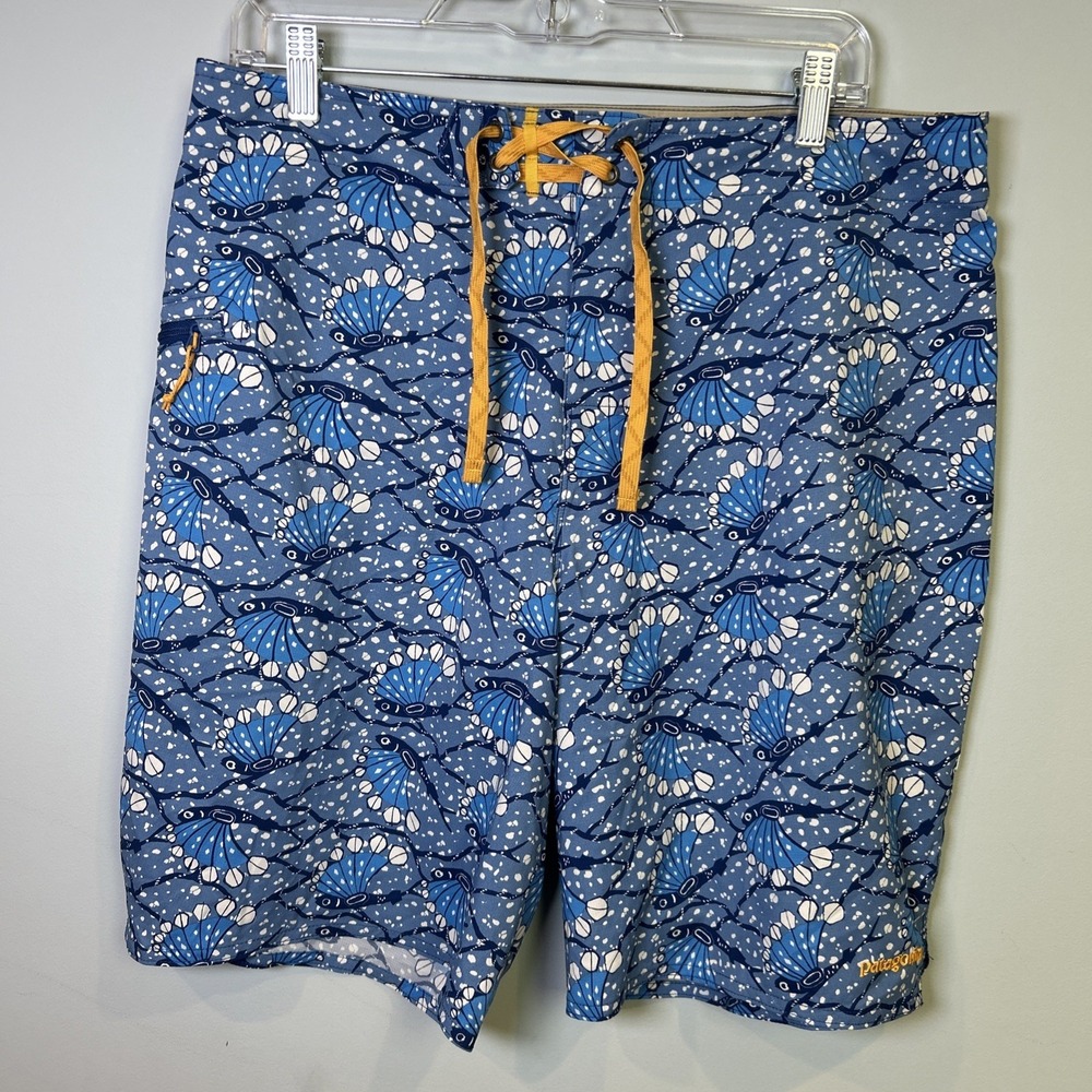 Patagonia Wavefarer Swim Shorts Men's Underwater Print Board Swim Trunks Size 34